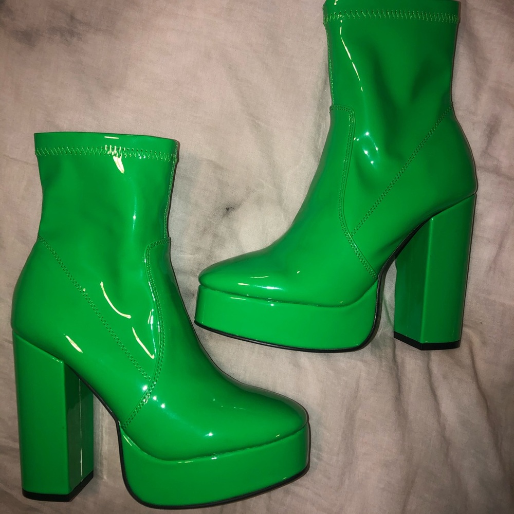 Lime Green Platform Boots
